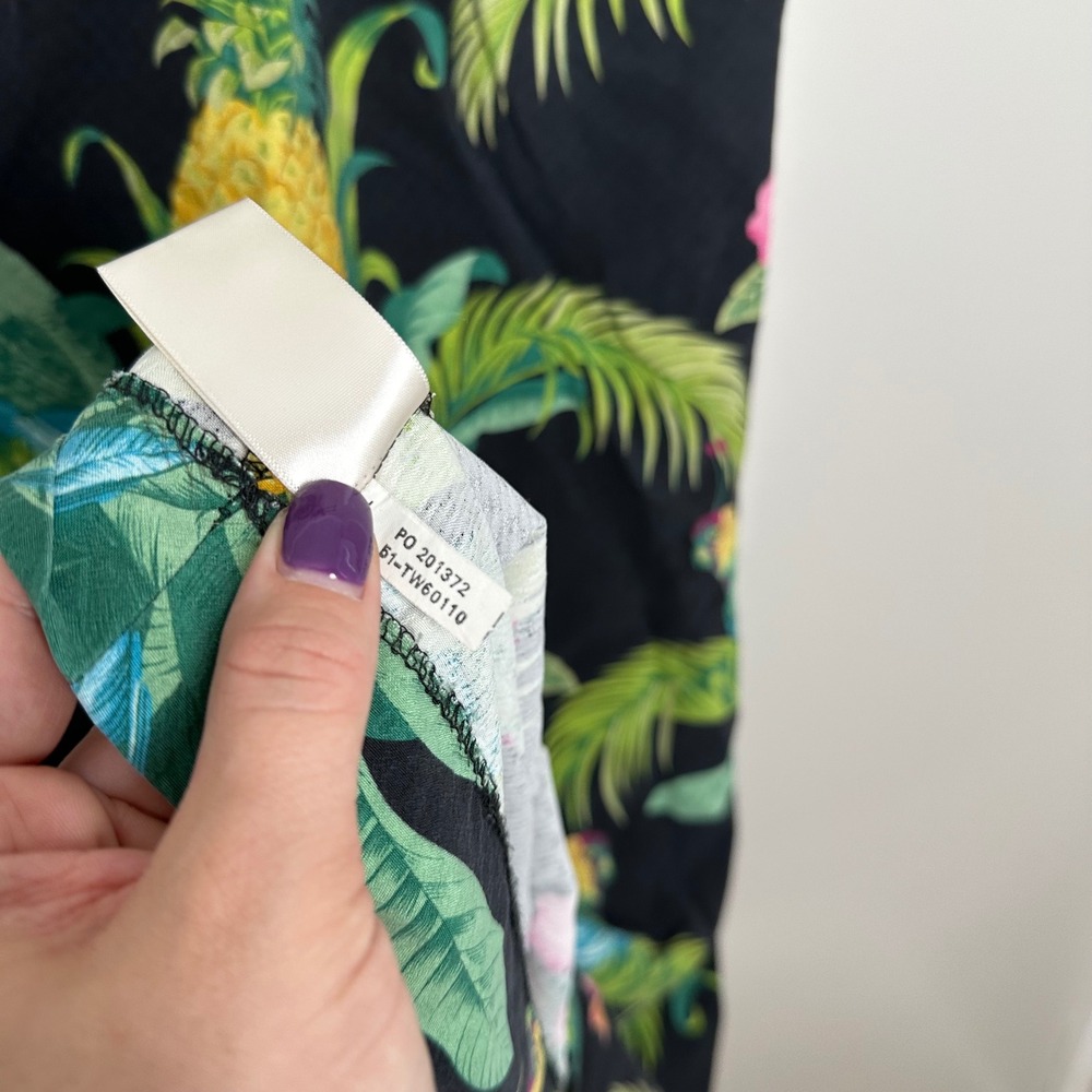 Tommy Bahama Women's Silk Halter Dress Tropical Parrot Pineapple Print 4 - Picture 7 of 8